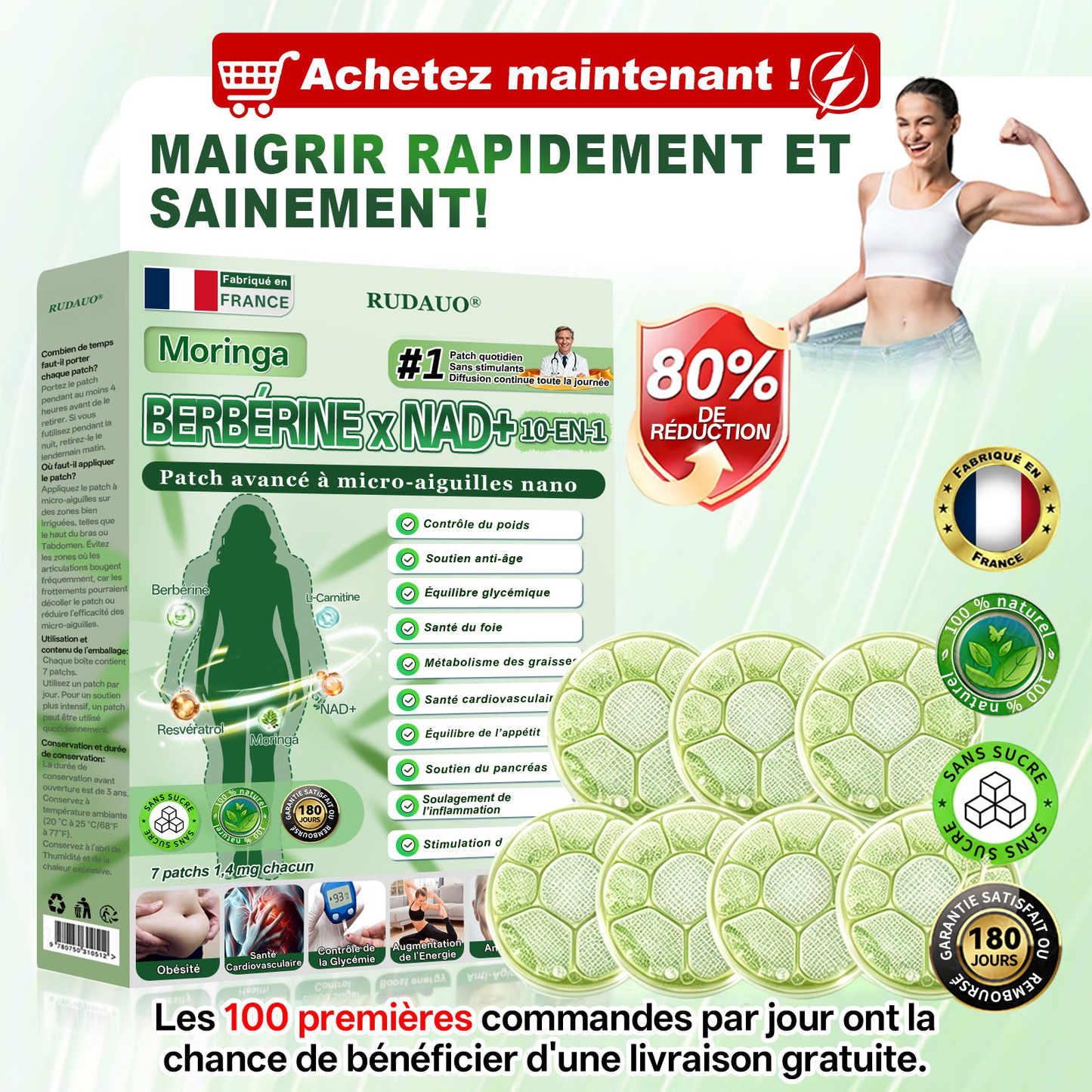 𝐅𝐨𝐫𝐦𝐮𝐥é 𝐩𝐚𝐫 𝐝𝐞𝐬 𝐞𝐱𝐩𝐞𝐫𝐭𝐬 🇫🇷 |💎 𝐏𝐚𝐭𝐜𝐡 𝐧𝐚𝐧𝐨-𝐦𝐢𝐜𝐫𝐨𝐧𝐞𝐞𝐝𝐥𝐞 𝐦𝐮𝐥𝐭𝐢-𝐳𝐨𝐧𝐞𝐬 𝟏𝟎-𝐞𝐧-𝟏 𝐑𝐔𝐃𝐀𝐔𝐎® 𝐚𝐯𝐞𝐜 𝐬𝐲𝐬𝐭è𝐦𝐞 𝐝𝐞 𝐝𝐢𝐟𝐟𝐮𝐬𝐢𝐨𝐧 à 𝐛𝐚𝐬𝐞 𝐝𝐞 𝐜𝐞𝐥𝐥𝐮𝐥𝐞𝐬 𝐯é𝐠é𝐭𝐚𝐥𝐞𝐬 (𝐞𝐟𝐟𝐞𝐭𝐬 𝐯𝐢𝐬𝐢𝐛𝐥𝐞𝐬 𝐞𝐧 𝟕 𝐣𝐨𝐮𝐫𝐬)
